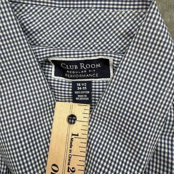 Club Room Button Down Shirt Men’s 16.5 34-35 Blue Regular Fit Performance Office - Picture 7 of 8